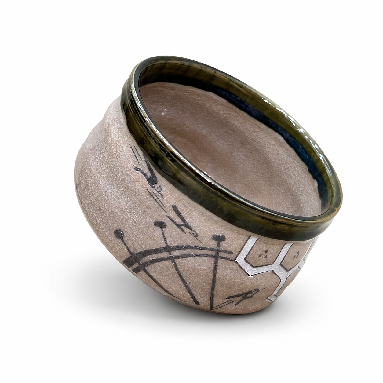 Narumi Oribe Waterwheel Tea Bowl by Fujiyama