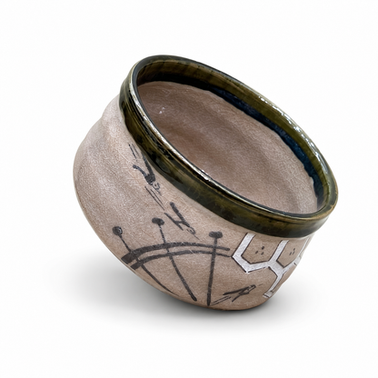 Narumi Oribe Waterwheel Tea Bowl by Fujiyama