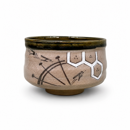 Narumi Oribe Waterwheel Tea Bowl by Fujiyama